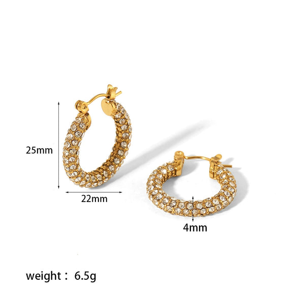 Wholesale Light Luxury Retro Earrings Stainless Steel Zirconium Pearl Geometric Electroplating For Women