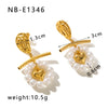 Wholesale Light Luxury Retro Embossed Stereo Heart Pearl Earrings For Women Stainless Steel 18K Vacuum Plated Ear Jewelry