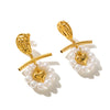 Wholesale Light Luxury Retro Embossed Stereo Heart Pearl Earrings For Women Stainless Steel 18K Vacuum Plated Ear Jewelry