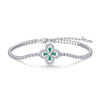 Wholesale Light Luxury Retro Fourleaf Clover Petal Bracelet S925 Silver Inlay Cultivation Emerald Geometric Design Women's