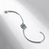 Wholesale Light Luxury Retro Fourleaf Clover Petal Bracelet S925 Silver Inlay Cultivation Emerald Geometric Design Women's