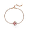 Wholesale Light Luxury Retro Fourleaf Clover Petal Bracelet S925 Silver Inlay Cultivation Emerald Geometric Design Women's