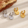 Wholesale Light Luxury Retro Geometric Flower Stainless Steel Electroplated Earrings For Women