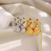 Wholesale Light Luxury Retro Geometric Flower Stainless Steel Electroplated Earrings For Women