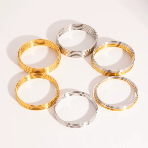 Wholesale Light Luxury Retro Simple Stainless Steel Ring Bracelet Suit With Pvd Furnace Vacuum Real Gold Plating