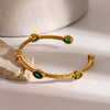 Wholesale Light Luxury Retro Stainless Steel Zircon Bracelet With 18K Gold Unfading Electroplating