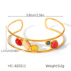 Wholesale Light Luxury Retro Threecolor Natural Stone Open Ring And Titanium Steel Bracelet In Geometric Pattern Set With Gems For Women Made Of Stainless Steel