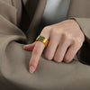 Wholesale Light Luxury Retro Titanium Steel Ring With 18K Gold Plated And Inlaid Czech Diamond Geometric Pattern For Women