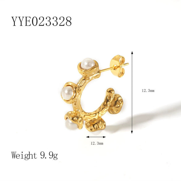 Wholesale Light Luxury Retro Women's Stainless Steel Earrings With 18K Gold Plated Vacuum Real Gold Electroplating In Pvd Furnace And Geometric Style