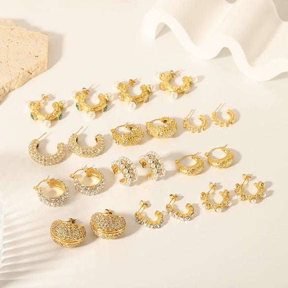 Wholesale Light Luxury Retro Women's Stainless Steel Earrings With 18K Gold Plated Vacuum Real Gold Electroplating In Pvd Furnace And Geometric Style