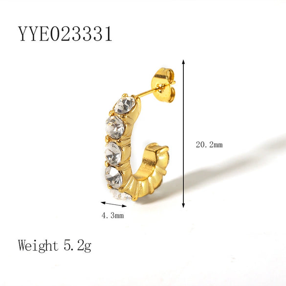 Wholesale Light Luxury Retro Women's Stainless Steel Earrings With 18K Gold Plated Vacuum Real Gold Electroplating In Pvd Furnace And Geometric Style