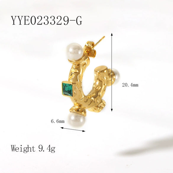 Wholesale Light Luxury Retro Women's Stainless Steel Earrings With 18K Gold Plated Vacuum Real Gold Electroplating In Pvd Furnace And Geometric Style