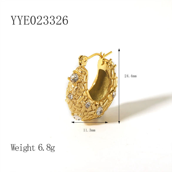 Wholesale Light Luxury Retro Women's Stainless Steel Earrings With 18K Gold Plated Vacuum Real Gold Electroplating In Pvd Furnace And Geometric Style