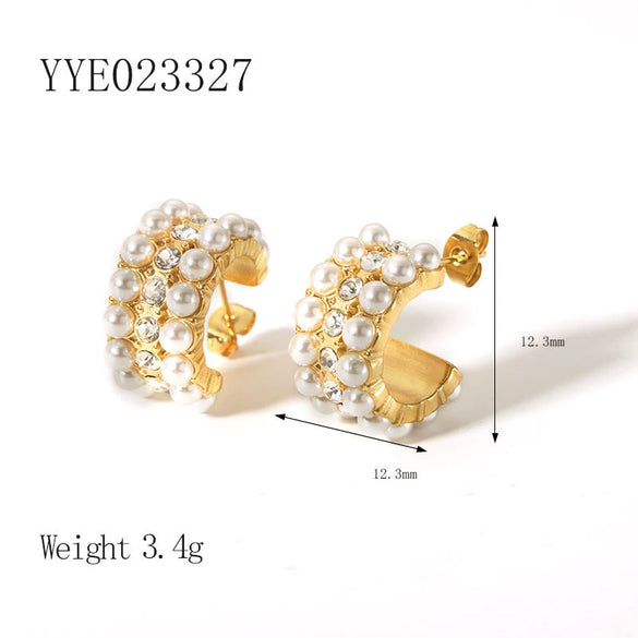 Wholesale Light Luxury Retro Women's Stainless Steel Earrings With 18K Gold Plated Vacuum Real Gold Electroplating In Pvd Furnace And Geometric Style