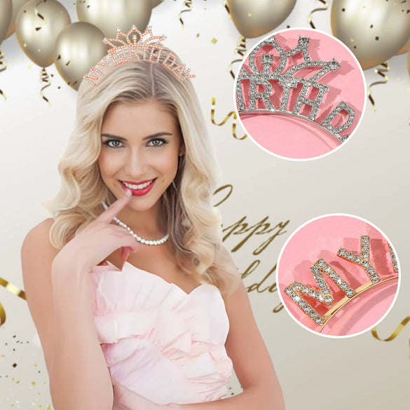 Wholesale Light Luxury Rhinestone Crown Headband Jewelry With Letters Numbers Text And Environmental Protection Electroplating