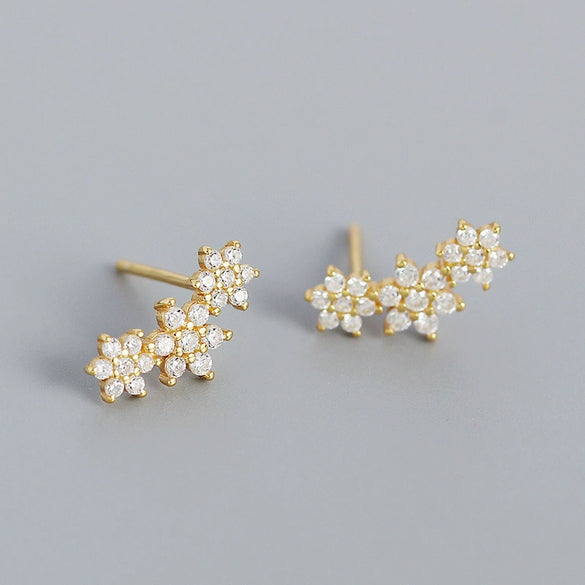 Wholesale Light Luxury S925 Silver Geometric Flower Earrings For Women With Electroplating