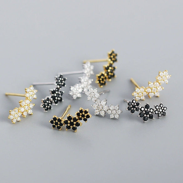 Wholesale Light Luxury S925 Silver Geometric Flower Earrings For Women With Electroplating