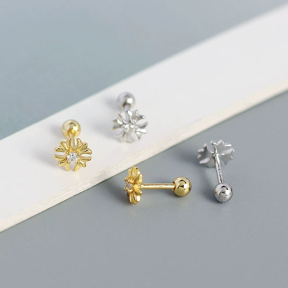 Wholesale Light Luxury S925 Silver Ins Geometric Cross Screw Stud Earrings For Women With Electroplating Treatment