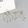 Wholesale Light Luxury S925 Sterling Silver Cross Diamond Tassel Ear Buckle Earrings With Electroplating
