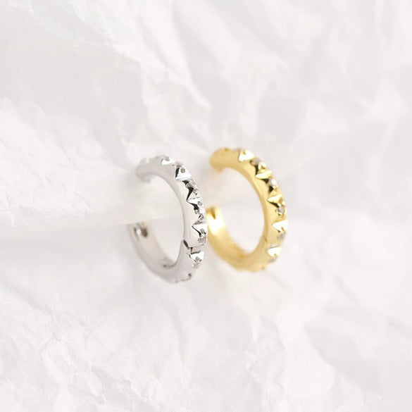 Wholesale Light Luxury S925 Sterling Silver Geometric Metal Gear Diamond Punk Style Ear Buckle Earrings For Women With Electroplating