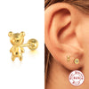 Wholesale Light Luxury S925 Sterling Silver Ins Wind Teddy Bear Stick Ear Column Spiral Soft Puncture Earrings With Geometric Design And Zirconia Processing