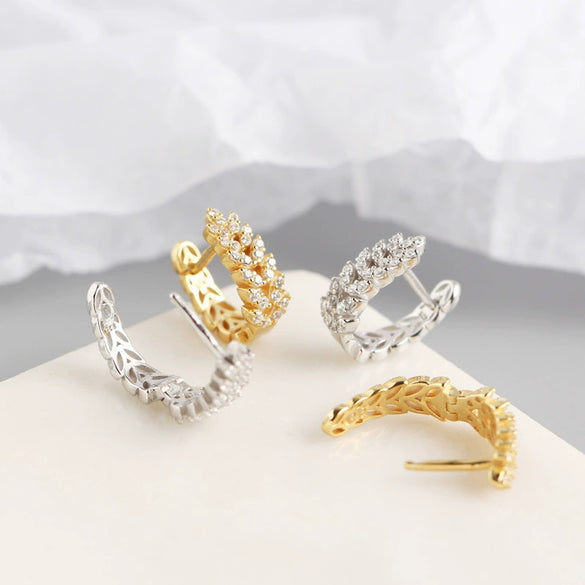 Wholesale Light Luxury S925 Sterling Silver Leaf Earrings With Electroplating