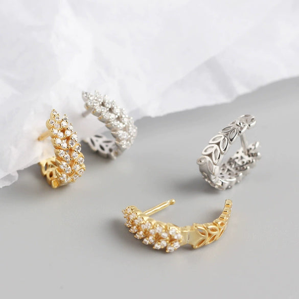 Wholesale Light Luxury S925 Sterling Silver Leaf Earrings With Electroplating