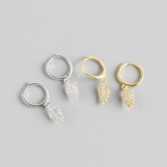 Wholesale Light Luxury S925 Sterling Silver Leaves Electroplated Earrings For Women