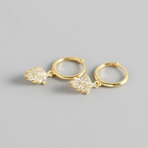 Wholesale Light Luxury S925 Sterling Silver Leaves Electroplated Earrings For Women