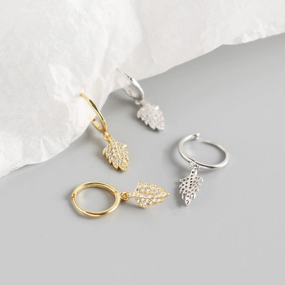 Wholesale Light Luxury S925 Sterling Silver Leaves Electroplated Earrings For Women