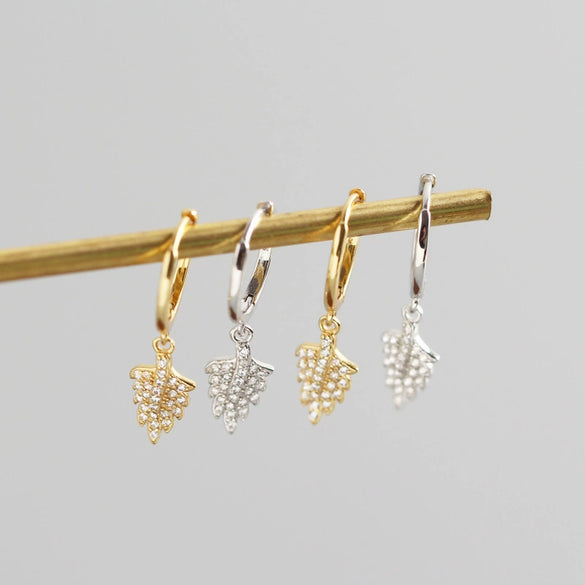 Wholesale Light Luxury S925 Sterling Silver Leaves Electroplated Earrings For Women