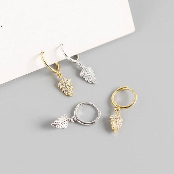 Wholesale Light Luxury S925 Sterling Silver Leaves Electroplated Earrings For Women