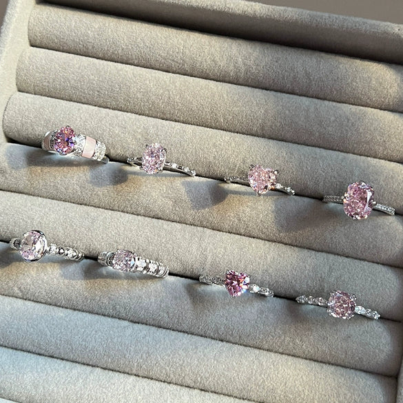 Wholesale Light Luxury S925 Sterling Silver Ring With Geometric Pattern And 8A Ice Flower Cut Powder Diamond Zircon For Women