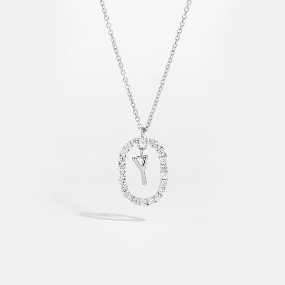 Wholesale Light Luxury 925 Silver Letter Pendant Necklace With Platinum Plated Zirconium Collarbone Chain For Women
