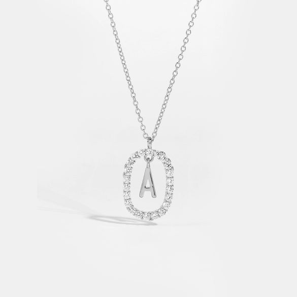 Wholesale Light Luxury 925 Silver Letter Pendant Necklace With Platinum Plated Zirconium Collarbone Chain For Women