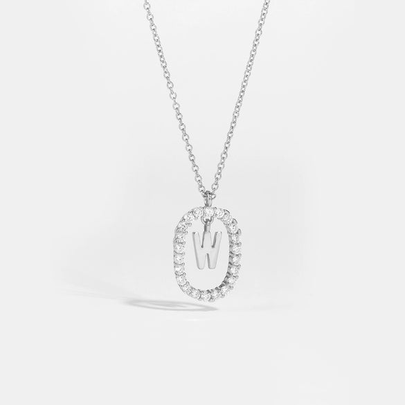 Wholesale Light Luxury 925 Silver Letter Pendant Necklace With Platinum Plated Zirconium Collarbone Chain For Women