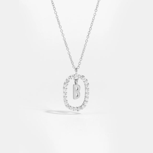 Wholesale Light Luxury 925 Silver Letter Pendant Necklace With Platinum Plated Zirconium Collarbone Chain For Women