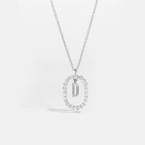Wholesale Light Luxury 925 Silver Letter Pendant Necklace With Platinum Plated Zirconium Collarbone Chain For Women