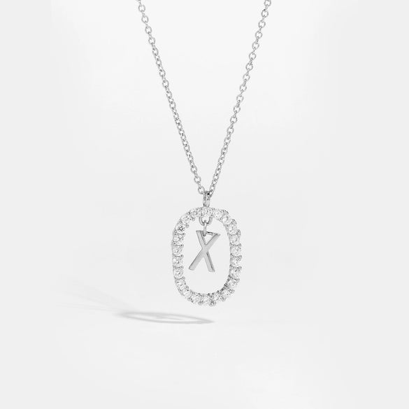 Wholesale Light Luxury 925 Silver Letter Pendant Necklace With Platinum Plated Zirconium Collarbone Chain For Women