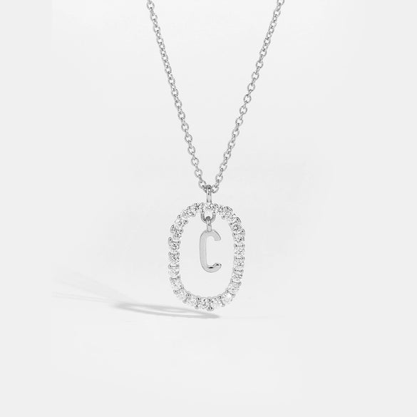 Wholesale Light Luxury 925 Silver Letter Pendant Necklace With Platinum Plated Zirconium Collarbone Chain For Women