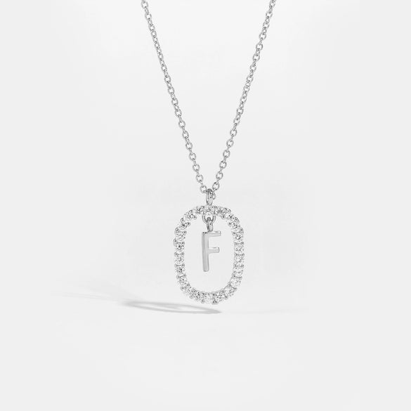 Wholesale Light Luxury 925 Silver Letter Pendant Necklace With Platinum Plated Zirconium Collarbone Chain For Women