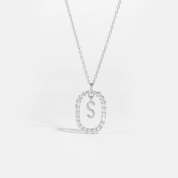Wholesale Light Luxury 925 Silver Letter Pendant Necklace With Platinum Plated Zirconium Collarbone Chain For Women