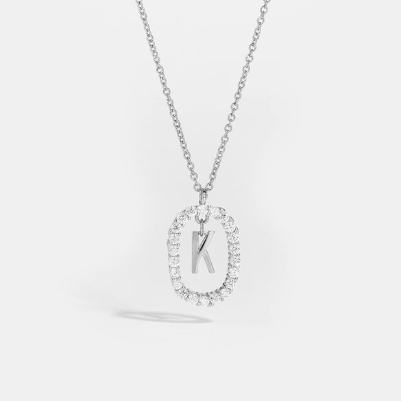 Wholesale Light Luxury 925 Silver Letter Pendant Necklace With Platinum Plated Zirconium Collarbone Chain For Women