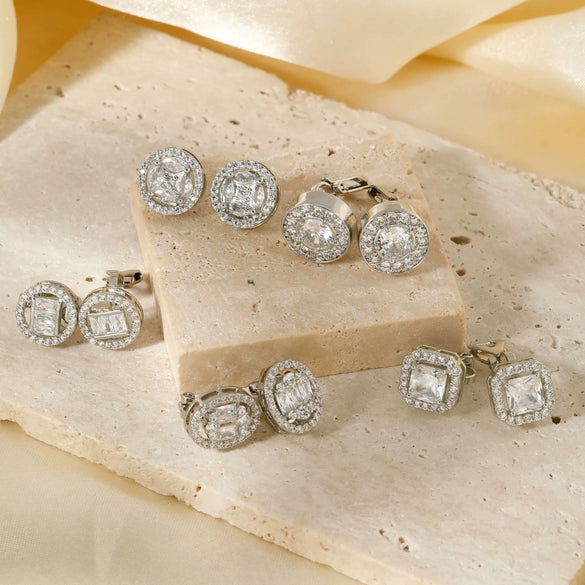 Wholesale Light Luxury Simple Copper Inlaid Zircon Geometric Ear Clip Earrings For Women