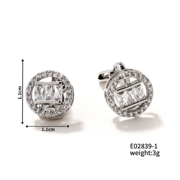 Wholesale Light Luxury Simple Copper Inlaid Zircon Geometric Ear Clip Earrings For Women