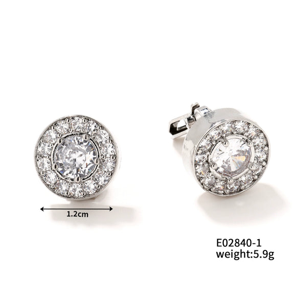 Wholesale Light Luxury Simple Copper Inlaid Zircon Geometric Ear Clip Earrings For Women