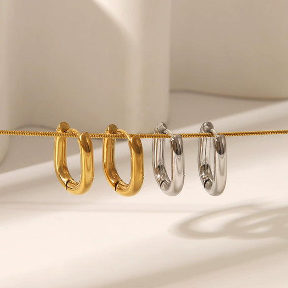 Wholesale Light Luxury Simple Geometric U Shaped Titanium Steel Earrings With Pvd Furnace Real Gold Electroplating
