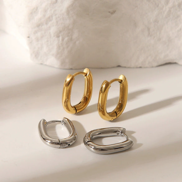 Wholesale Light Luxury Simple Geometric U Shaped Titanium Steel Earrings With Pvd Furnace Real Gold Electroplating