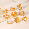 Wholesale Light Luxury Simple Non Fading Open Titanium Steel Ring With Love Flowers And Leaves Design Electroplated