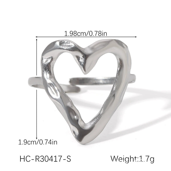 Wholesale Light Luxury Simple Non Fading Open Titanium Steel Ring With Love Flowers And Leaves Design Electroplated